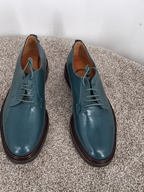 Clergerie Green Leather Derby Shoes - Classic Lace-Up